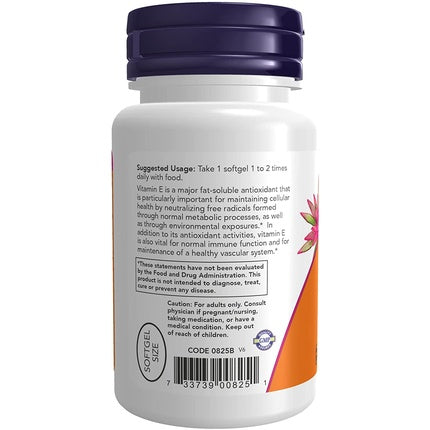 Vitamina E NOW Foods 200 IU D-Alpha Tocopheryl, 100 Softgels