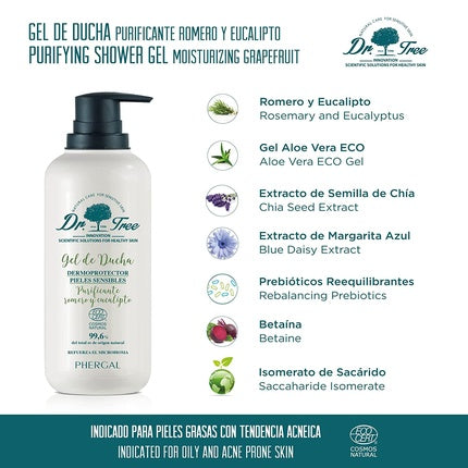 Gel de duș Dr. Tree, piele sensibilă sau atopică, 500ml
