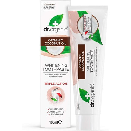 Pastă de dinți, Dr Organic, Coconut Oil, albire, 100ml