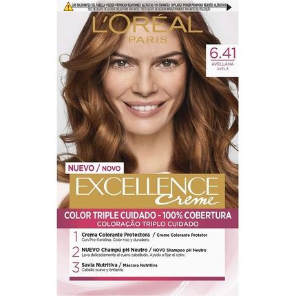 Vopsea de păr, L'Oréal, Excellence Crema N.6.41 Avellana