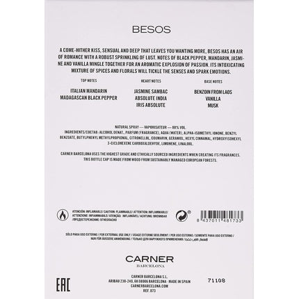 Parfum, Carner Barcelona, Besos, 100ml, transparent