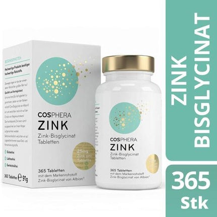 Supliment Cosphera, Zinc Bisglycinat, 365 Tablete, Alb