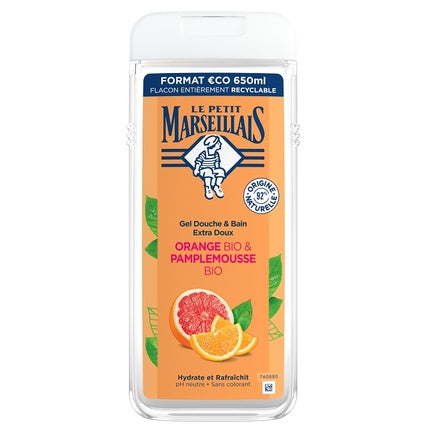 Gel de duș și baie, Le Petit Marseillais, Orange Bio & Pamplemousse Bio, 650ml