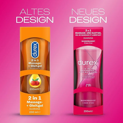 Gel Intim Durex, 2 in 1 Masaj, Guarana, 200ml