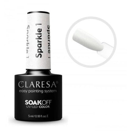 Gel Polish Claresa Sparkle 1, culoare albă, capacitate 5ml