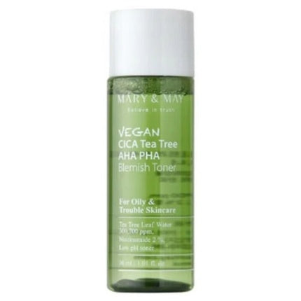 Tonic pentru pielea problematică, Mary&May, Vegan Cica Tea Tree AHA PHA, 30ml