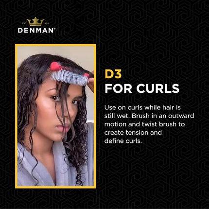 Pensulă pentru păr Denman D3 Original Styler 7 Row din lemn, maro