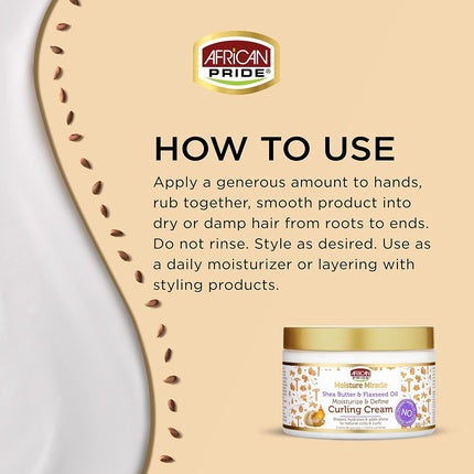 Cremă modelare păr, African Pride Moisture Miracle Shea Butter & Flaxseed Oil, 12 oz