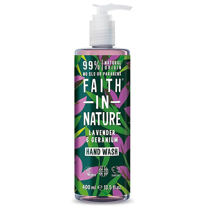 Gel de mâini Faith In Nature Lavender & Geranium, curățare și hrănire, 400 ml