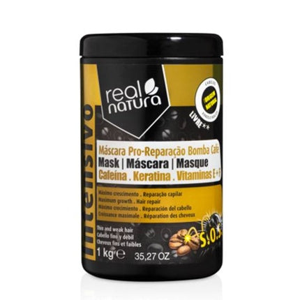 Mască de păr, Real Natura, Saltfree Repairing Mask Coffee Bomb, 1 kg
