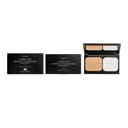Fond de ten compact Korres Activated Charcoal SPF20 Bej 9.5g