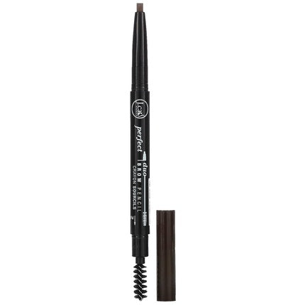Creion pentru sprâncene J.Cat Beauty Perfect Duo Brow Pencil Dark Brown cu periuță integrată