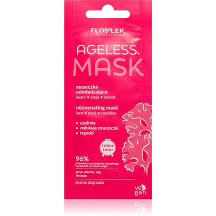 Masca facială reîmprospătătoare Ageless, Floslek Laboratory, pentru față, gât și decolteu, ambalaj roz