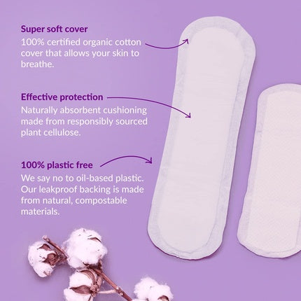 Natracare Organic Dry & Light Incontinence Pads Plus, 16 bucăți, material bumbac organic