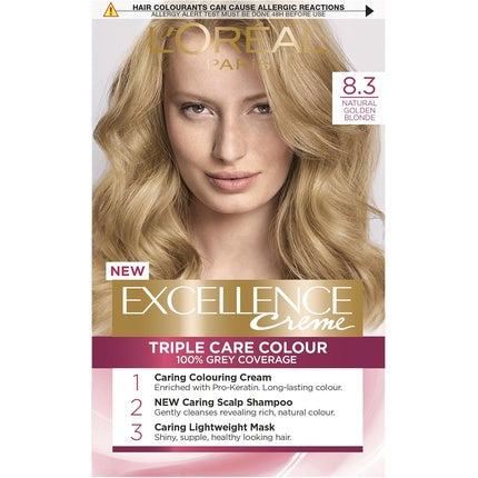 Vopsea de păr, L'Oréal Paris, Excellence Creme, blond auriu natural