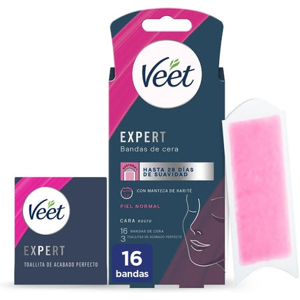 Benzi ceară facială, Veet, Expert, cu unt de shea, 16 buc