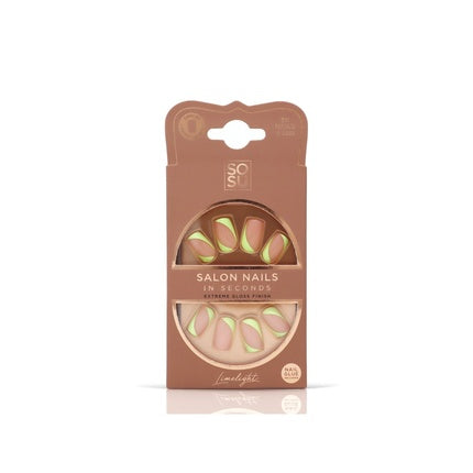 Sosu Cosmetics Limelight Salon Nails Artificial Nails, 30 buc, natural cu reflexe verzi neon