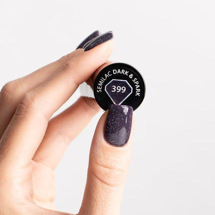 Semilac UV Nail Polish Hybrid 399 Dark & Spark, 7ml, violet închis cu efect sparkler