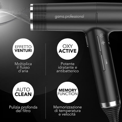 Uscător de păr, Ga.Ma Italy Professional, Perfect IQ, 2000W, negru