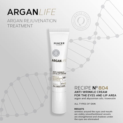 Cremă ochi și buze, Mincer, Argan Life, alb