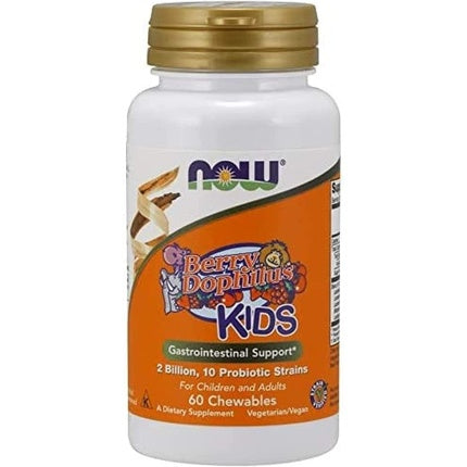 Tablete de mestecat probiotice Now Foods Berry Dophilus Kids, gust fructe de pădure, 60 bucăți