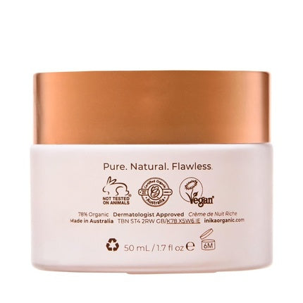 Cremă de noapte INIKA Organic Phytofuse Renew Rich Night Cream cu Resveratrol, 50 ml