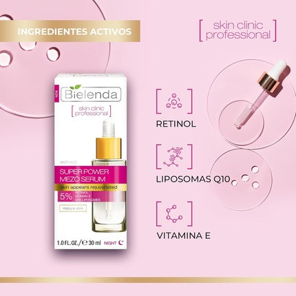 Ser anti-îmbătrânire, Bielenda, Mezo, retinol, 30 ml