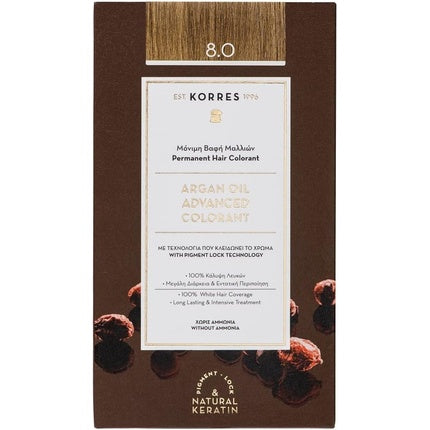 Vopsea de păr, Korres, Argan Oil, blond deschis
