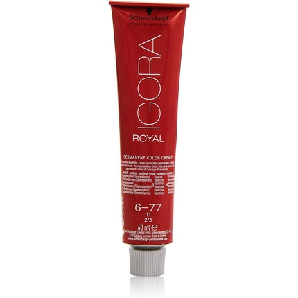Vopsea de par permanenta, Schwarzkopf, Igora Royal, 6-77 Blond Inchis Cupru Extra, 60ml