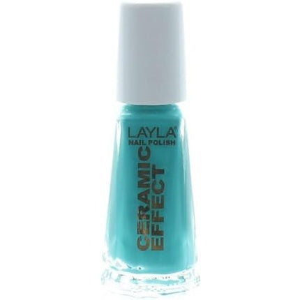 Layla Ceramic Effect Miami Green Nail Polish N.42, Culoare verde turcoaz, capac alb