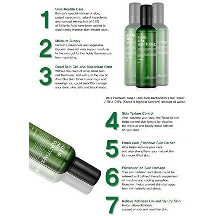 Toner Facial Benton Aloe BHA 200ml Verde