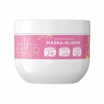 Mască de păr Eveline My Life My Hair Strengthening Elixir, 300ml, albă cu etichetă roz