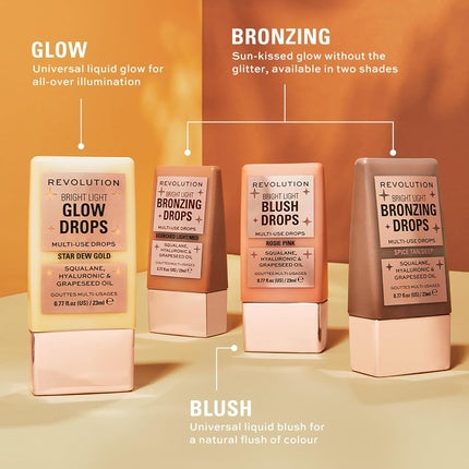 Iluminator lichid, Makeup Revolution, Bright Light Glow Drops, auriu