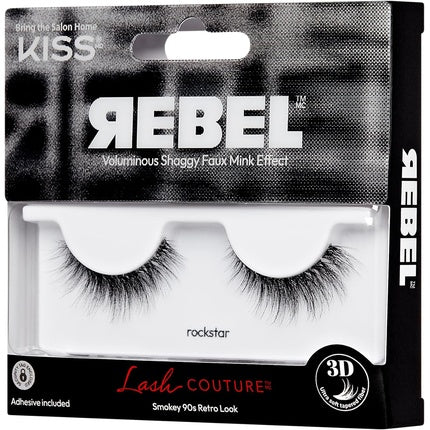 Gene false KISS Lash Couture Rebel Collection - Rockstar, negre, cu efect de mink