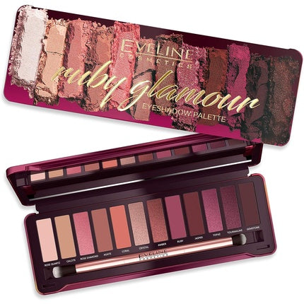 Paletă farduri ochi, Eveline Cosmetics, Ruby Glamour, 12 nuanțe
