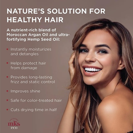 Condiționator fără clătire MKS eco X cu ulei de argan marocan și semințe de cânepă, 4 Fl Oz