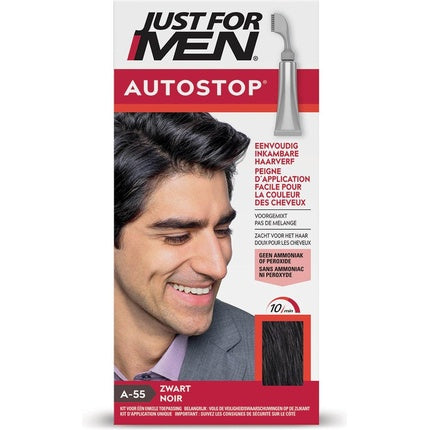 Vopsea de păr pentru bărbați Just For Men Autostop A55, culoare negru, aplicator integrat