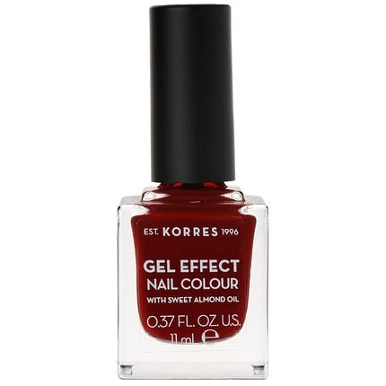 Ojă Korres Sweet Almond, roșu vin, 11ml, vegan, cu efect de gel