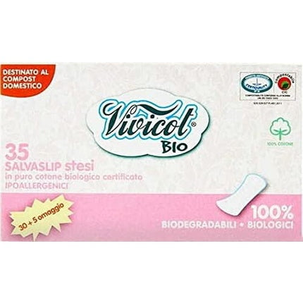 Vivicot Panty Liners, 35 buc + 5 bonus, 100% bumbac, biodegradabile