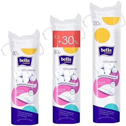 Dischete Demachiante Bella Cotton, 80 bucăți, 100% Bumbac