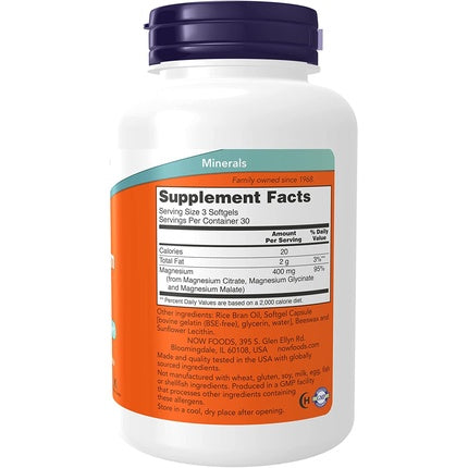 Supliment alimentar NOW Foods, Citrat de Magneziu Softgels, 90 buc