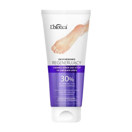 Cremă pentru Picioare L'biotica, Express Regenerating Dermo Foot Cream for Cracked Heels, 100ml, Alb/Violet