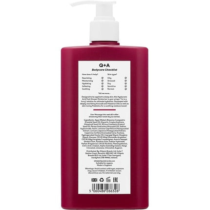Loțiune Hidratantă pentru Corp Q+A cu Acid Hialuronic, 250 ml, roșu