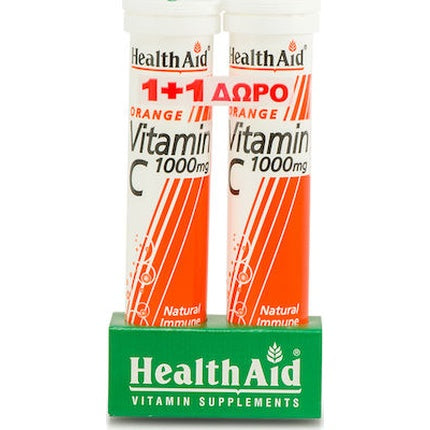 Health Aid Vitamin C 1000mg Effervescent Tablets - Orange Flavor, 20 Tablets