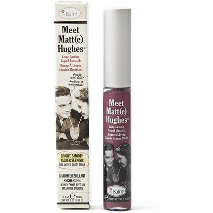 Ruj lichid mat, TheBalm, Meet Matte Hughes, culoare roz pudrată, capac argintiu