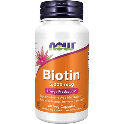 Biotin, NOW Foods, 5000 mcg, 60 Veg Capsule