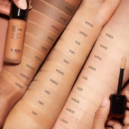 Fond de ten Kiko Milano Full Coverage 2-In-1 Foundation & Concealer 01
