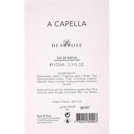 Parfum Dear Rose, A Capella, 100ml, transparent