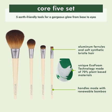 Set pensule Ecotools, 5 piese, pentru machiaj