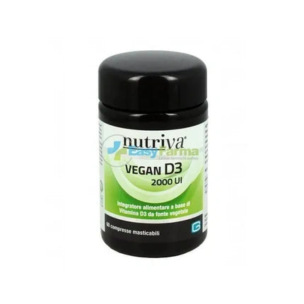 Integrator alimentar Cabassi & Giuriati Nutriva Vegan D3 2000 UI, 60 comprimate masticabile
